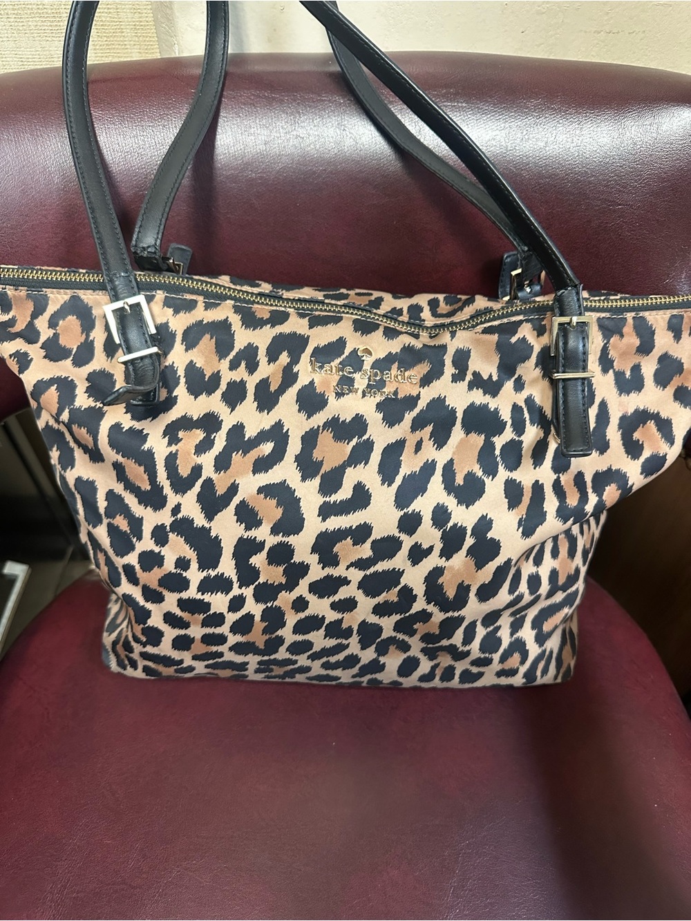 kate spade Leopard-Print Tote in Tan and Black - Picture 3 of 11